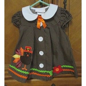 Bonnie Baby Girls Fall 2 piece dress & Bloomers Size 12 Mo Brown polka dot EUC